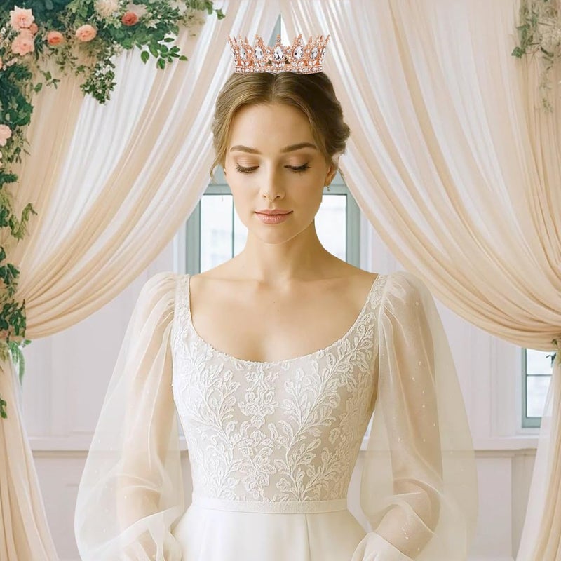Nackiy Gold Crown for Women, Crystal Queen Tiaras Headband Wedding Bridal Hair Accessories, Birthday Party Prom Cake Topper - Image 5